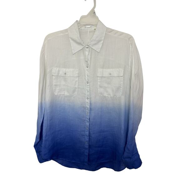 Elie Tahari Ramie Snap Up Ombre Long Sleeve Size Small Classic Resort Wear - Picture 1 of 4